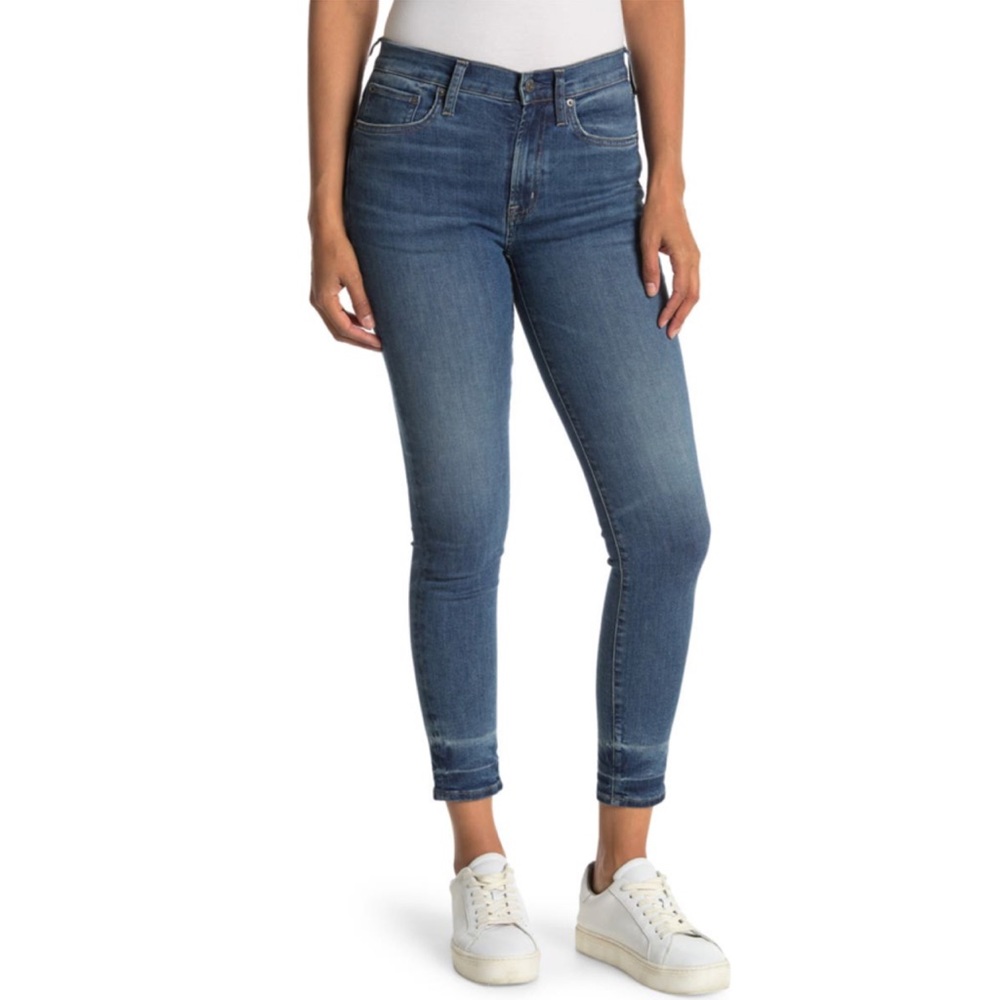 EDWIN Pixie Skinny Organic Cotton Faded Mid Rise Ankle Crop Jeans, Offset, 28